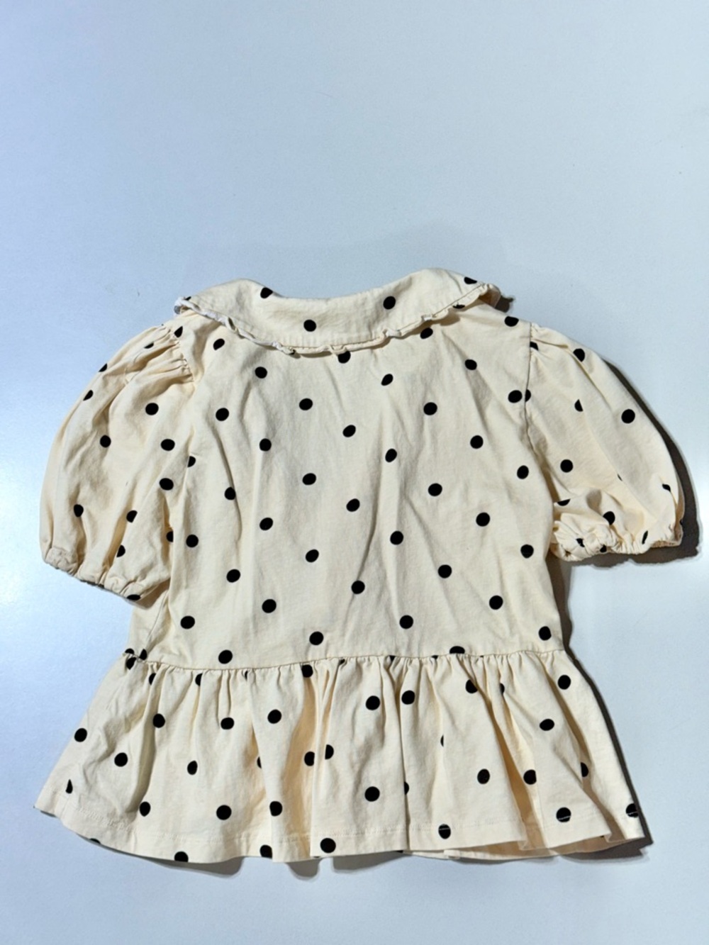Anthropologie Porridge Polka Dot Gwen Puff Sleeve Peplum Top Dainty Babydoll XS - Picture 5 of 9